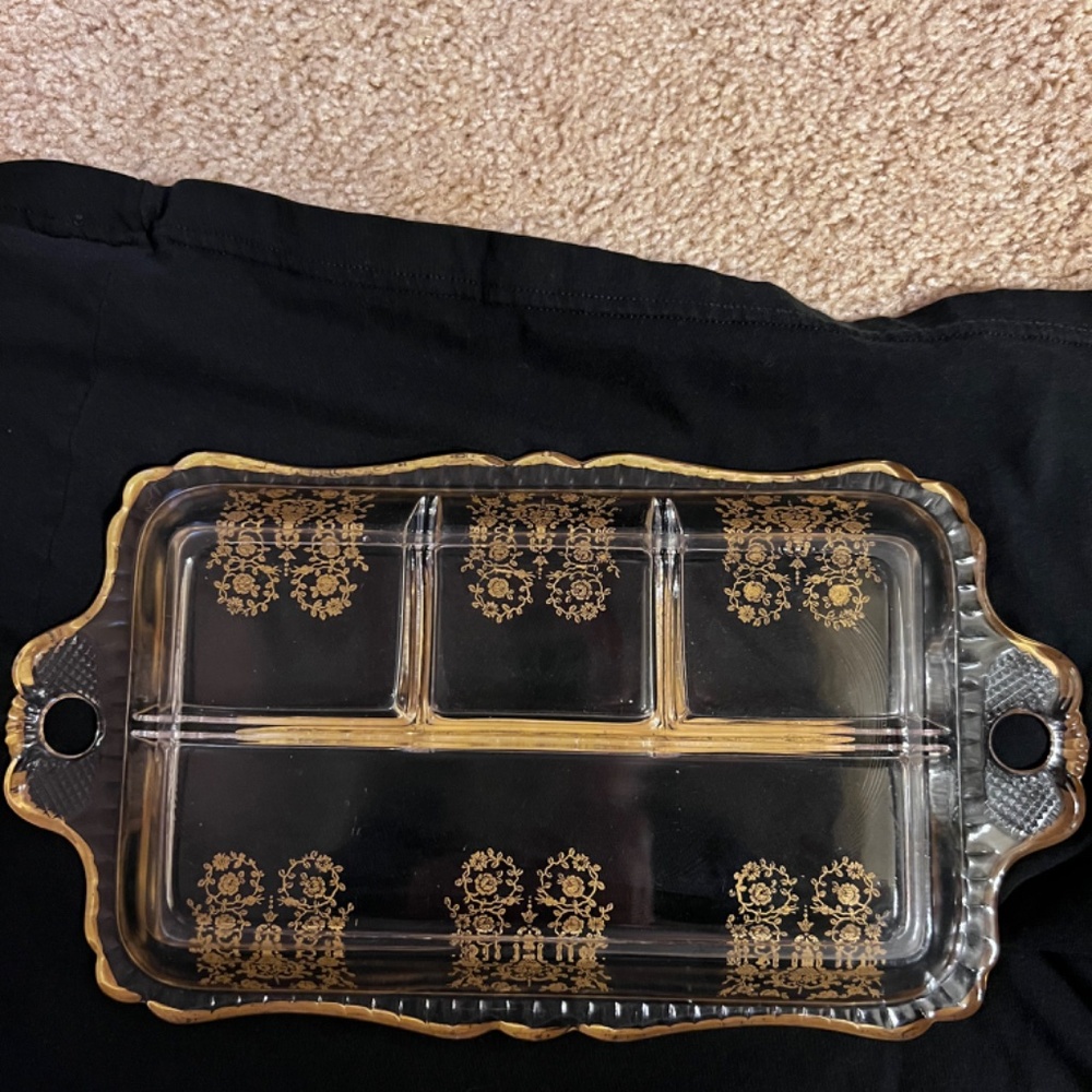 Glastonbury Lotus Crystal Rose Bud Relish Tray - Picture 7 of 7